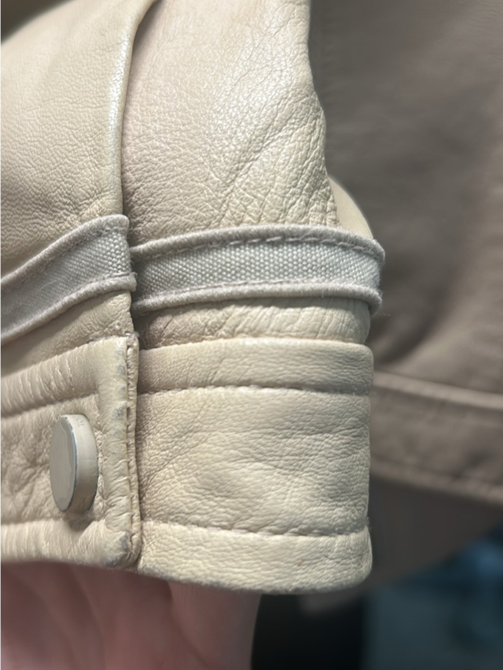 Tory Burch Cream Leather Zip & Snap Jacket with Gold Hardware - Picture 6 of 8